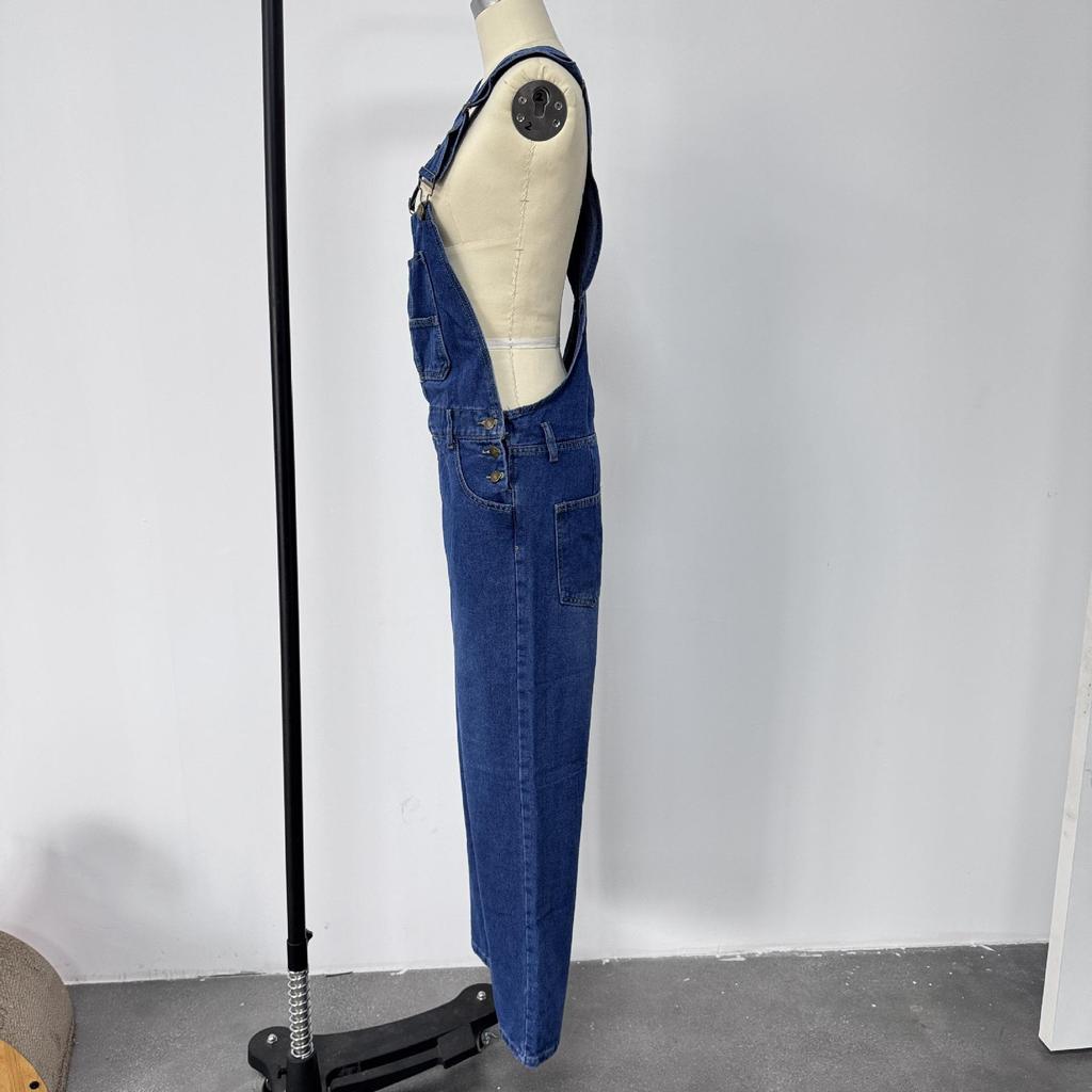 Casual Washed Loose Denim Overalls for Women
