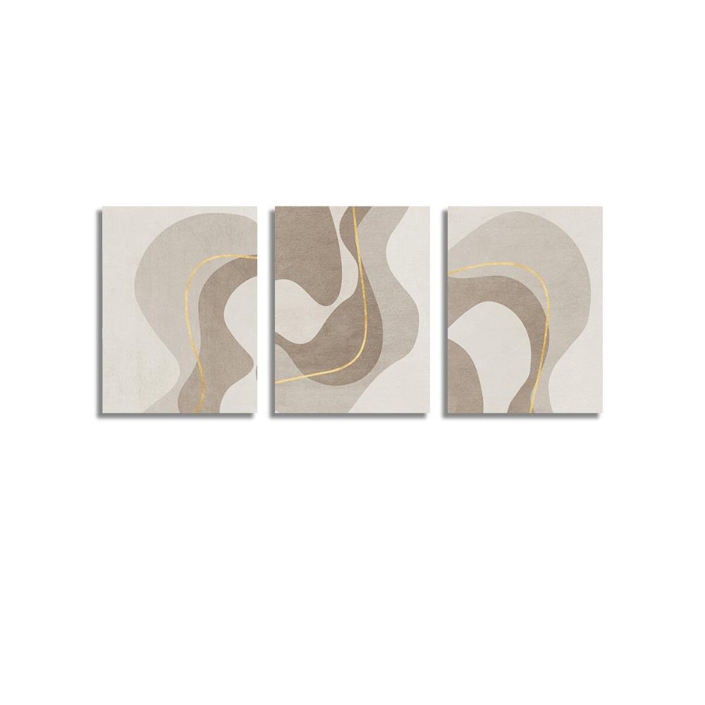 

3-х компонентный линейный стиль настенного искусства холст Картина Бохо Абстракция золото Современный печатный постер Гостиная Спальня украшение дома рамка 21*30cm No Frame