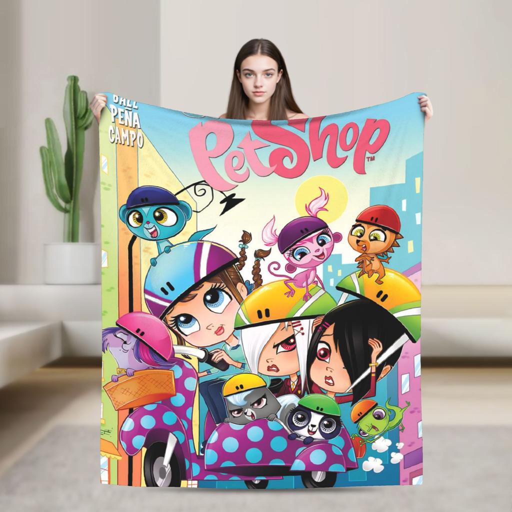 Warm Soft Blanket Camping Littlest Pet Shop Throw Blanket  Flannel Bedspread For Outdoor Novelty Sofa Bed Cover