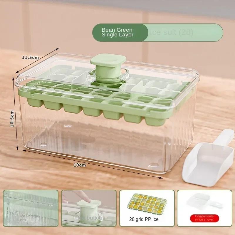 Refrigerator Ice Cube Maker with Shovel Seal Food-Grade Sealed Ice Storage Box for Home Kitchen Mold for Home Kitchen