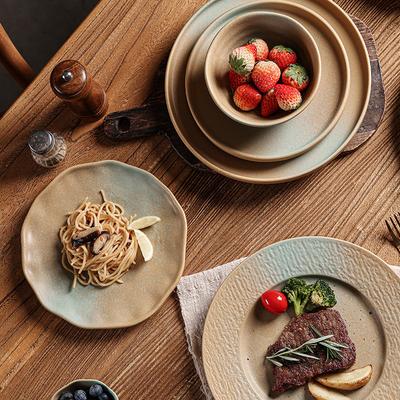 Retro Japanese Ceramic Bowls, Plates, Tableware Sets, Combination, High-Value Restaurant, Household Steak, Plates, Soup Bowls