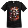 T-shirt Headdress Crâne Tribal Plume Splash de Couleur Art Gothique Tee Cadeau Unisexe