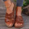 Fashion Comfortable White Platform Slippers for Women Fashion PU Leather Braided Wedge Sandals Woman Summer Casual Non Slip Beach Slides