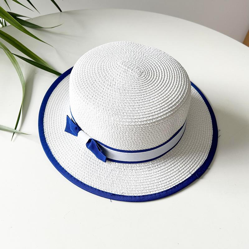 

Style Hat Versatile Straw Woven Elegant Bow Womens Hatsboater Sunshade білий