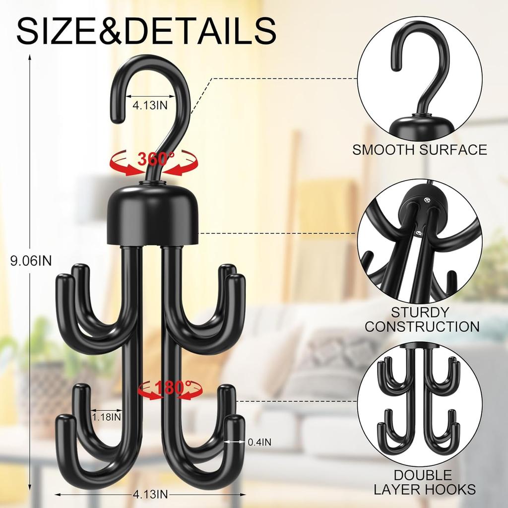 Multifunctional Closet Hook, Rotatable Hanging Organizer Closet Clothes Hangers Handbags Storage Hooks