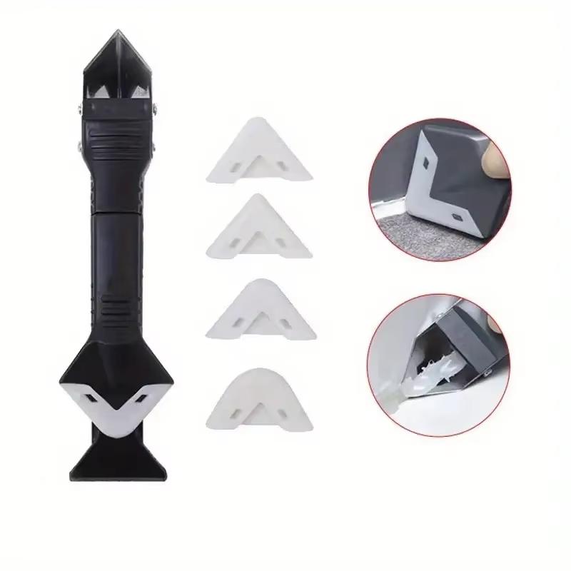 

Набор инструментов для удаления герметика 5 в 1, инструмент для удаления затирки, инструмент для отделки герметика, угловой скребок для клея, инструмент для ремонта окон и раковин чёрный