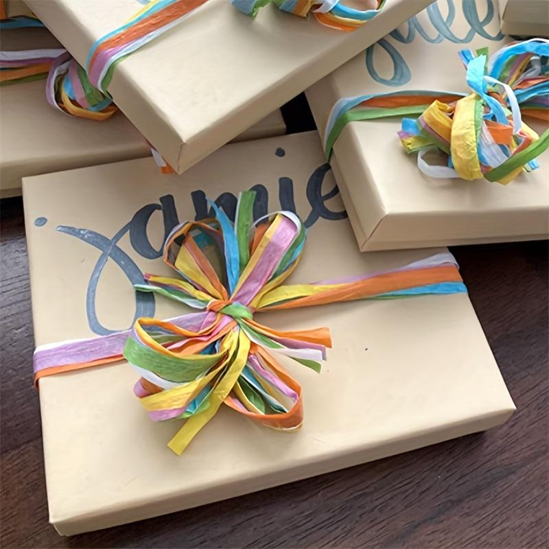 1pcs Colored 262 Feet Raffia Paper Ribbon,6 Colored Packing Paper String Perfect for Gift Wrapping and DIY Decoration