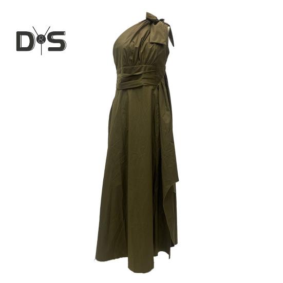 

Женское вечернее платье с высоким разрезом на одно плечо без рукавов, плиссированное, с высокой талией, нестандартное, чистого цвета, коктейльное, свадебное, банкетное, макси-платье, бальное платье XL армия зеленый