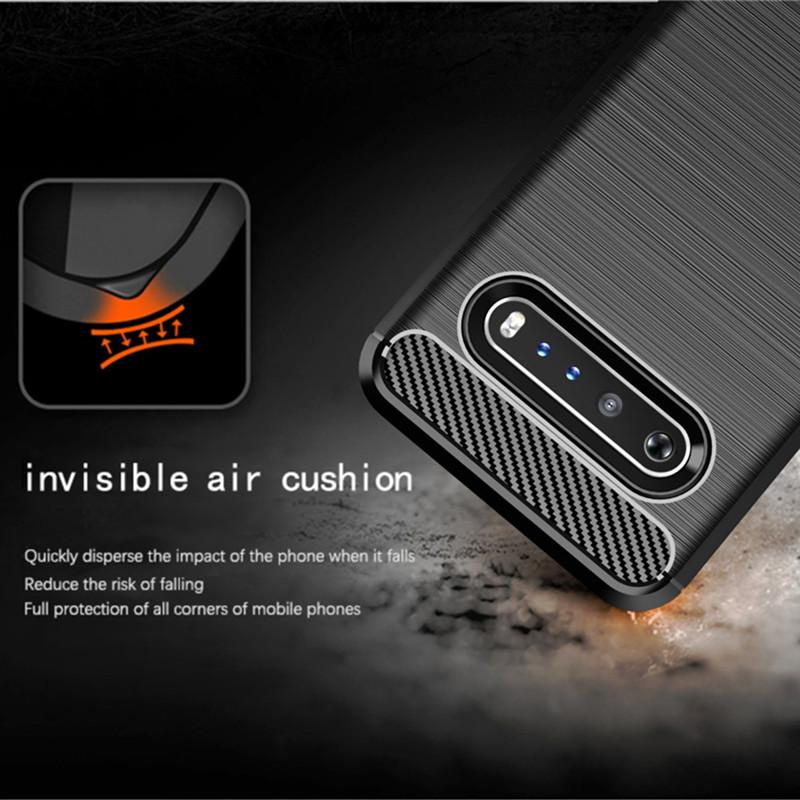 Shockproof Silicone Case for LG V60 ThinQ 5G Soft Back Cover for Lg V60 Lgv60 Thinq Brushed Carbon Fiber Case