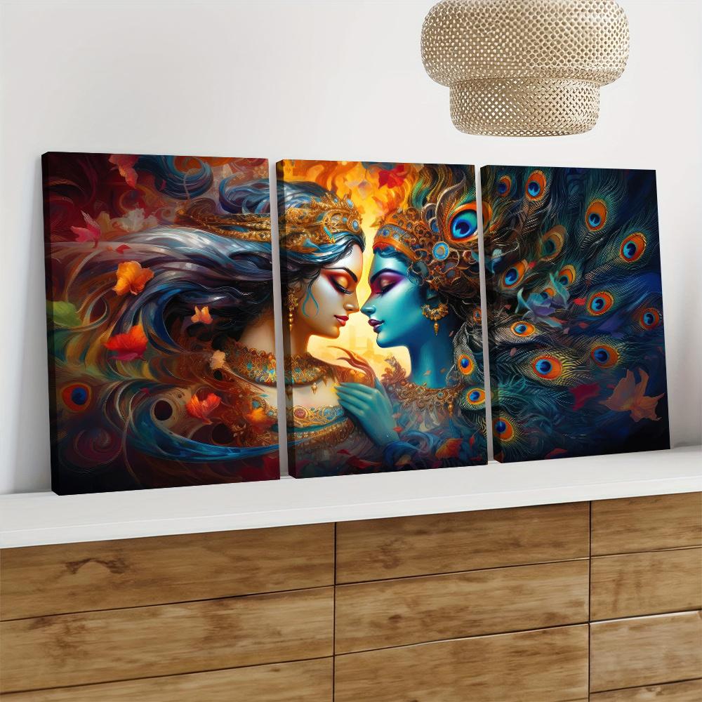 3-piece Abstract Art Canvas Frameless Decoration Hanging Painting Modern Home Living Room Foyer Bedroom Wall Painting Colorful F
