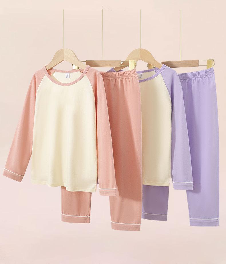 Dziewczęcy komplet piżamy z czystej bawełny z długim rękawem - Miękki, Wygodny i Antybakteryjny na Jesień i Wiosnę