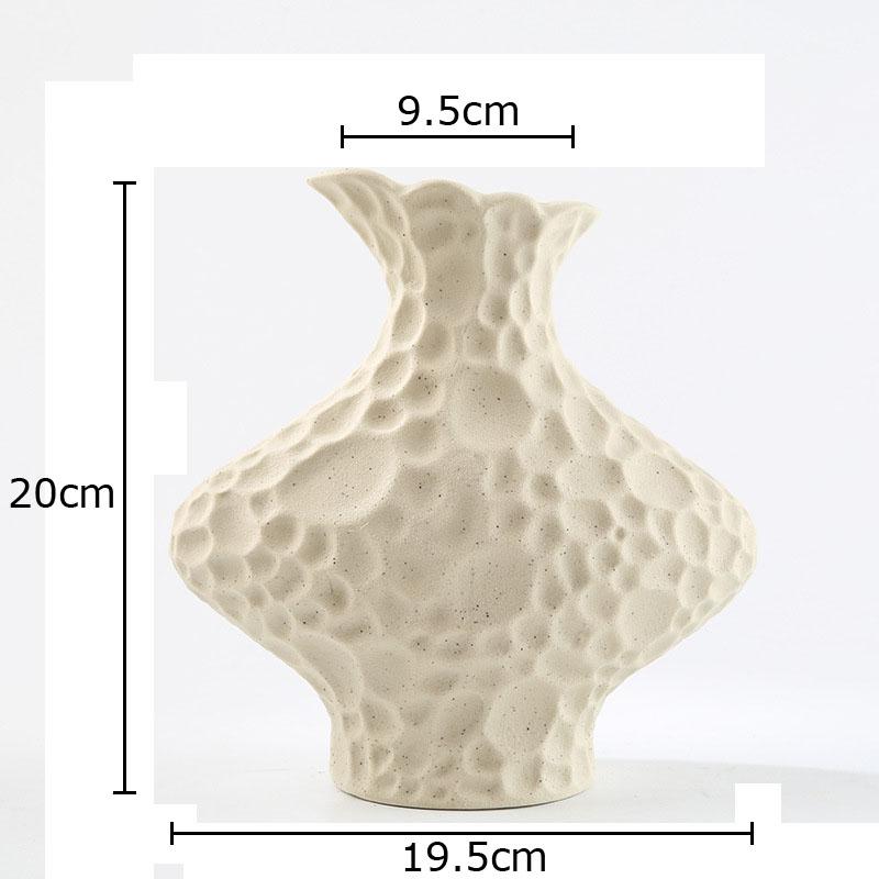 Creative Frosted Wrinkle Ceramic Vase Artificial Floral Decorative Flower Pots Desk Decoration Flowers Arrangement Modern Decor