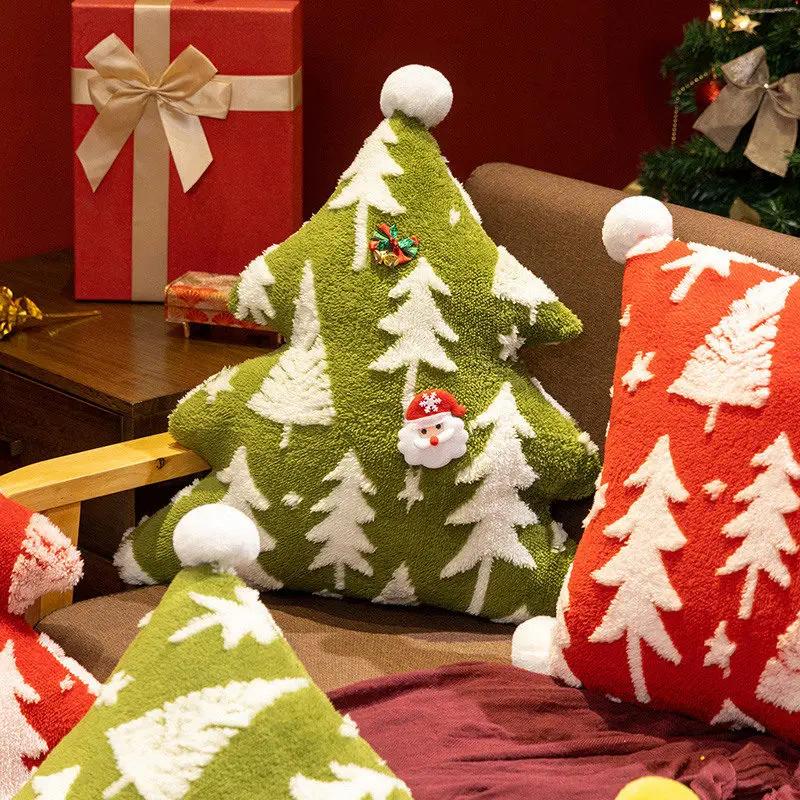 Christmas Tree Stuffed Throw Pillow Sofa Cushion Home Christmas Party Winter Decor Gift