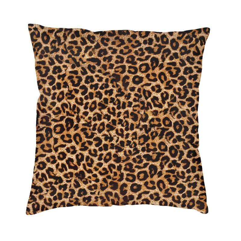 Custom Brown Leopard Print Pillow Case 40X40Cm Living Room Decoration Modern Animal Cheetah Skin Chair Cushion Square Pillowcase