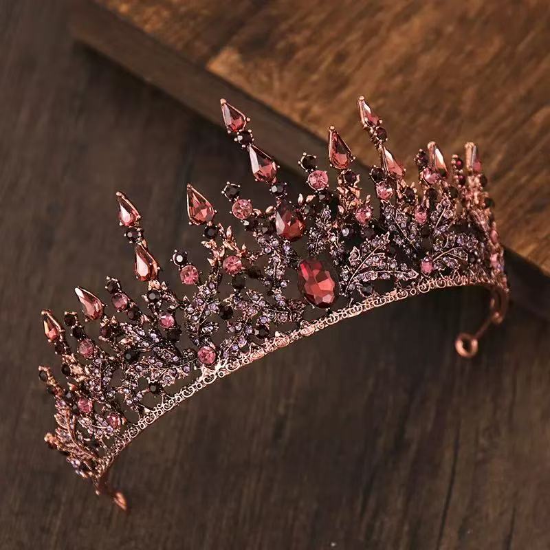 1 Baroque Style Bridal Crown, Luxurious Crystal Decorated Princess Headpiece, Alloy Material, Suitable for Women, Wedding Veil H