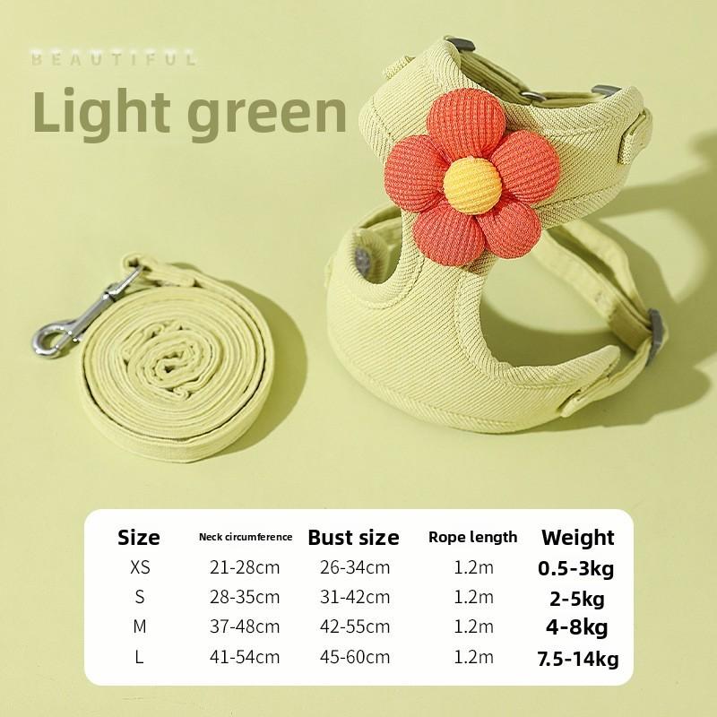 Pet Collar Harness Small Dog Cat Cotton With Flower Pattern For Outdoor Activities