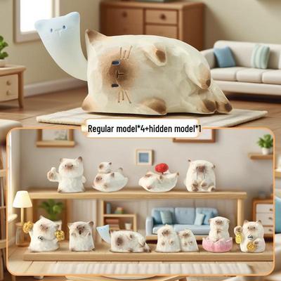 Creative Cute Cartoon Cat Emotion Blind Box Resin Desk Figurine Gift
