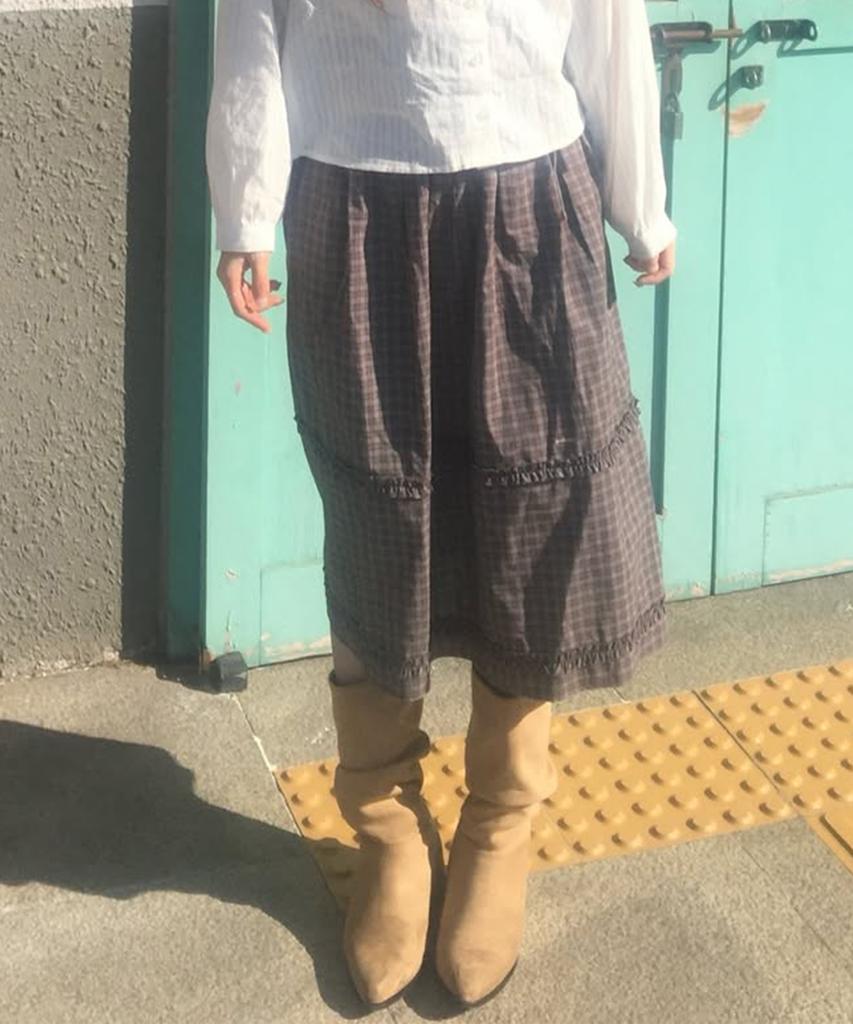 Tudment Check Tiered Skirt_Brown