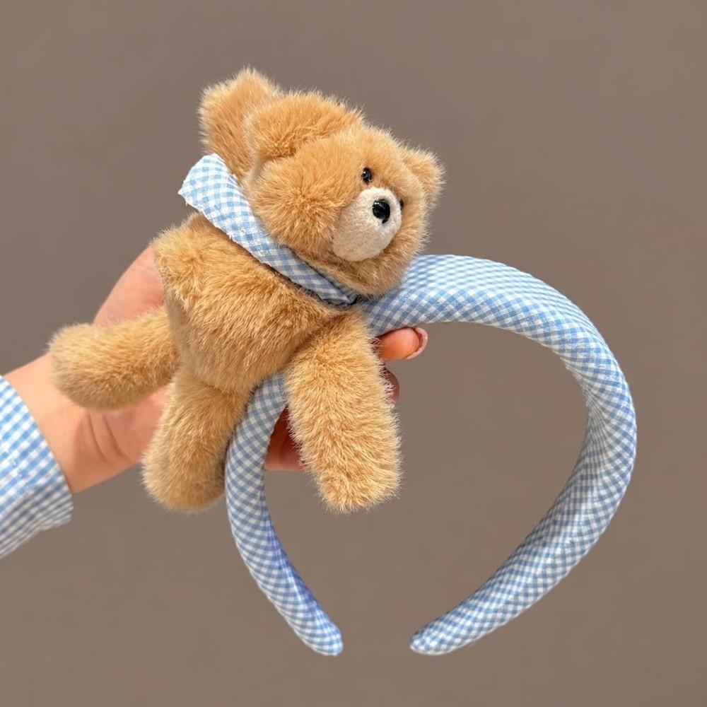 Soft Cute Hair Hoops Fluffy Cartoon Bear Headwear Lay Down Bear Hairbands Spa Bathing