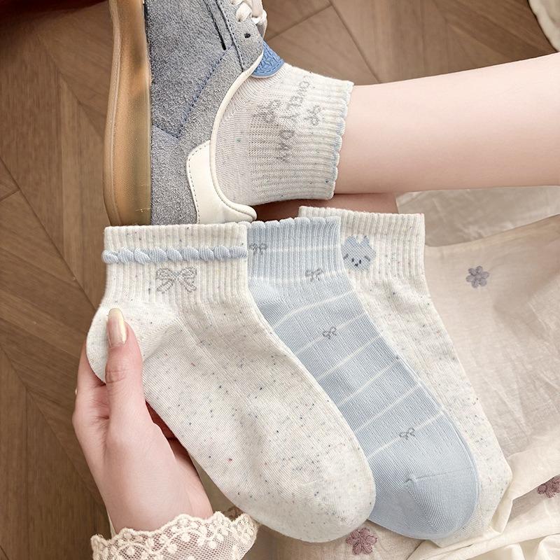 Sock Children's Product - Summer Lightweight Cotton Socks with Antibacterial and Anti-tangling Features, Lace-edged Short Socks, Mesh Short Tube Socks
