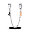 Silver Clasp 925 Silver CZ Pave Clip Charms Daisy Beads Stopper Safety Chain Fit Original Bangle Bracelet Jewelry Clip