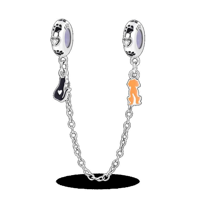 Silver Clasp 925 Silver CZ Pave Clip Charms Daisy Beads Stopper Safety Chain Fit Original Bangle Bracelet Jewelry Clip