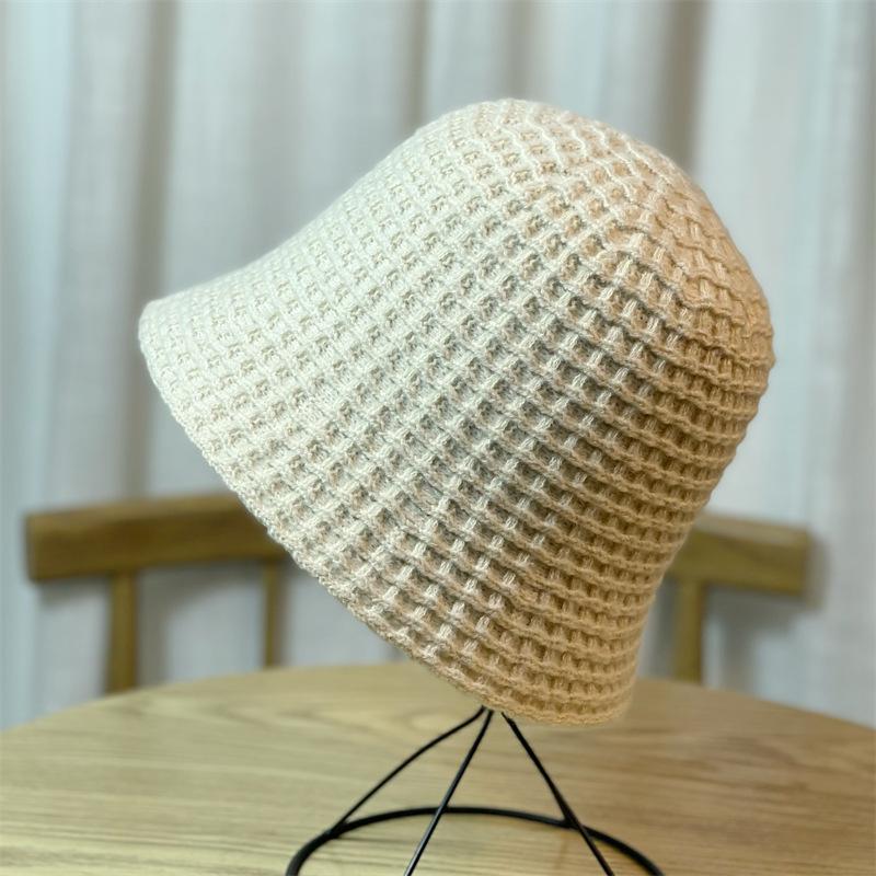 Knitted Bucket Hat Women's Autumn and Winter Solid Color Wool Hat Warm Bucket Hat Fashion