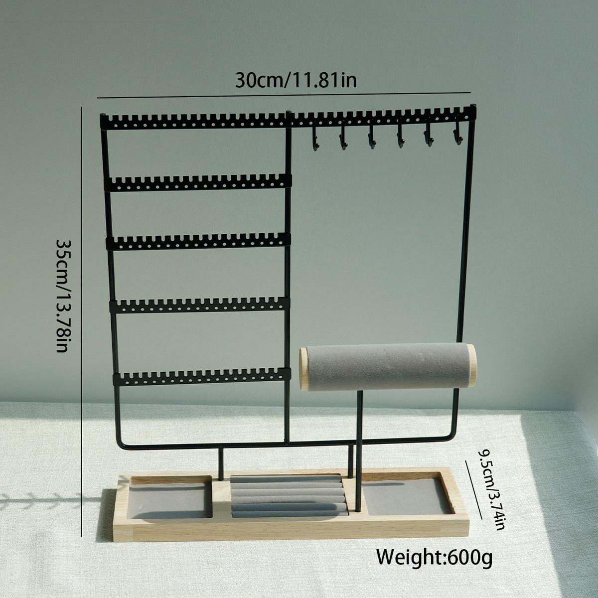 

Jewelry Display Rack Earrings Ring Necklace Watch Jewelry Shelf Organizer Bracelet Stand Holder Hooks Storage with Jewelry Tray чёрный