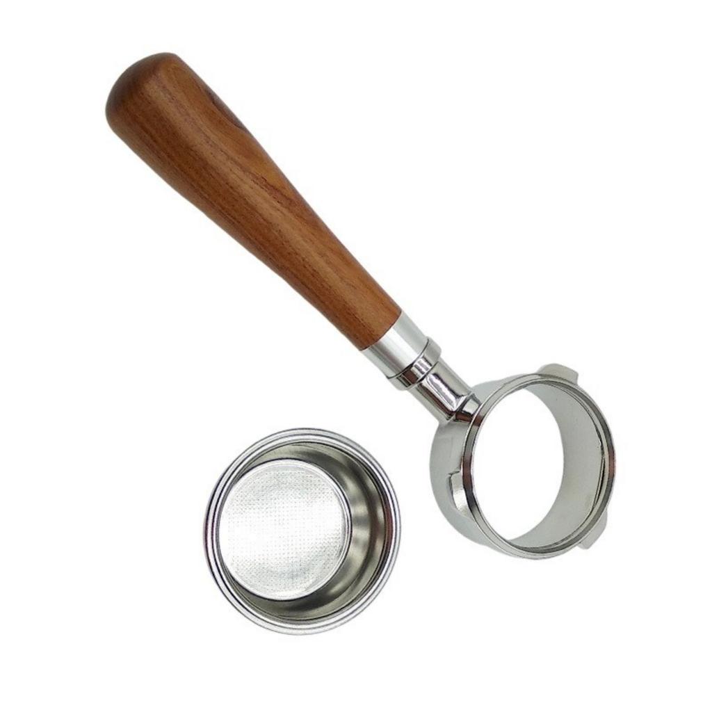 Three Ear 58mm Bottomless Portafilter Solid Wood Handle for Espresso Machines Accessories Commercial Coffee Equipment