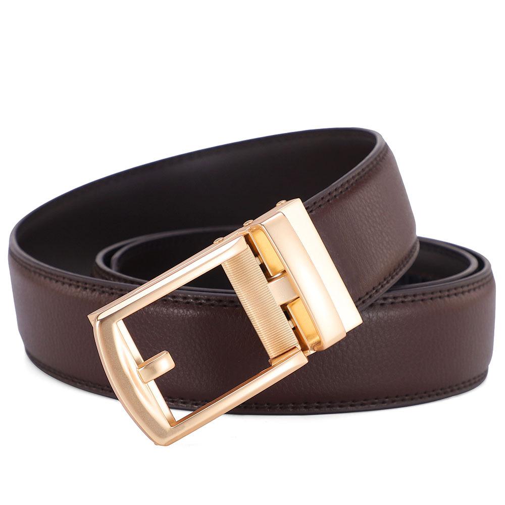 Genuine Leather Belt Men'S Automatic Buckle Belt Cowhide Belt Fake Pin Buckle Belt