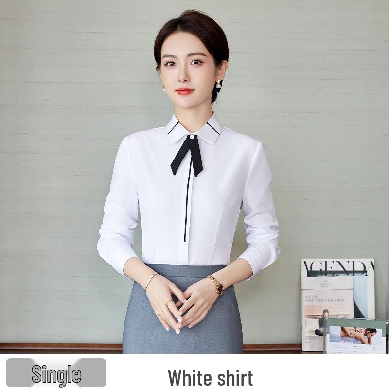 

2024 Женская профессиональная рабочая блузка - Комплект для ресепшена с длинным/коротким рукавом XL