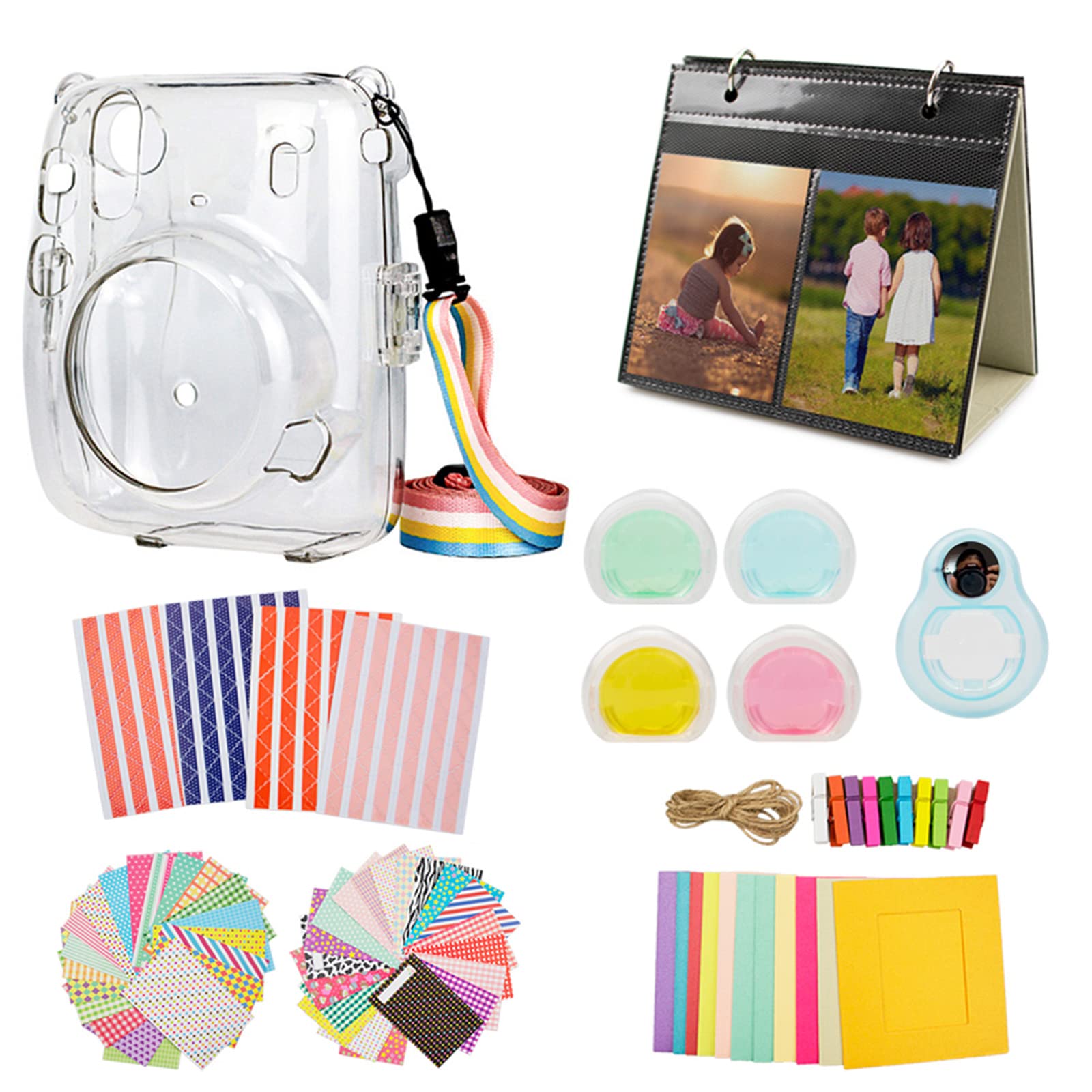 

kinokoo Fujifilm Instax Mini 11 Case, Instax Mini 11 Camera Case and Accessory Set of 8 (Clear)