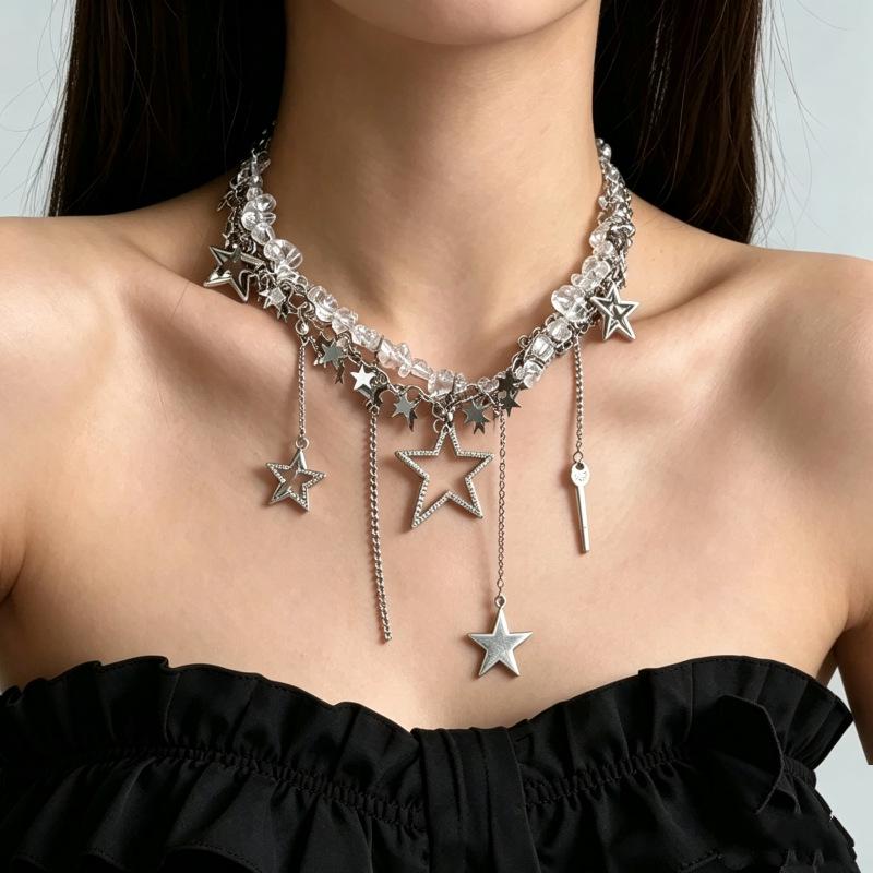 Bohemian Beaded Star Layered Necklace - Trendy Holiday Clavicle Chain