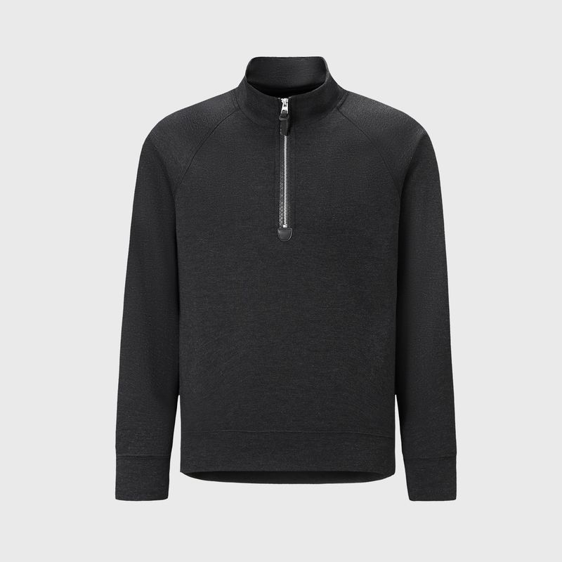 Merino Wool Tencel Lyocell American-Style Light Luxury Half-Zip Stand Collar Sweatshirt for Men, Spring and Autumn Foreign Trade Men's Casual Jacket