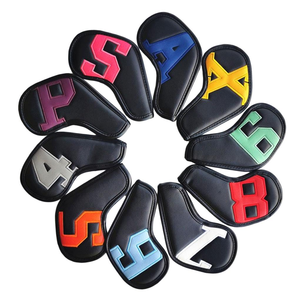 10 Pcs Golf Iron Head Covers PU Golf Head Covers New Colorful Magnet Closure Headcovers Practical Wear Resistant golf Protectors