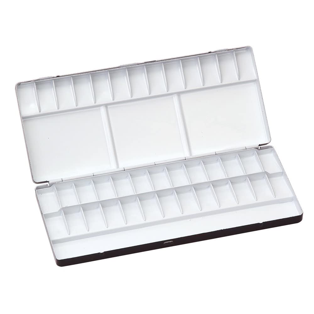 Holbein Art Watercolor Palette Renewal (39 Compartments, 39 Wells) No Finger Holes, Aluminum with Baked Finish (Black), W205 x D175mm