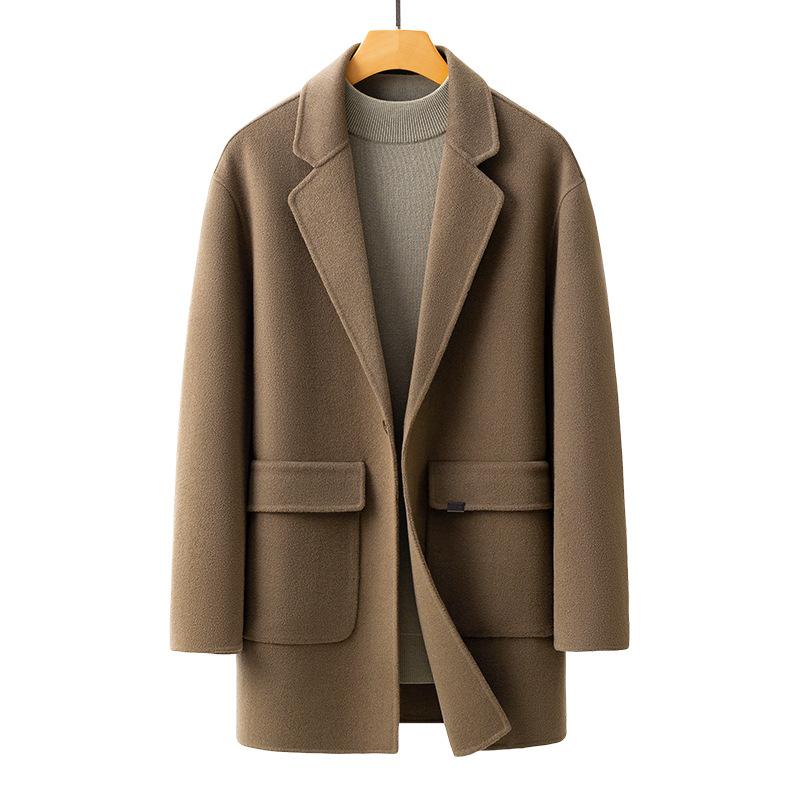 Autumn and Winter Woolen Coat Men's High-end Casual Medium and Long Double-sided Woolen Cashmere Coat Korean Version