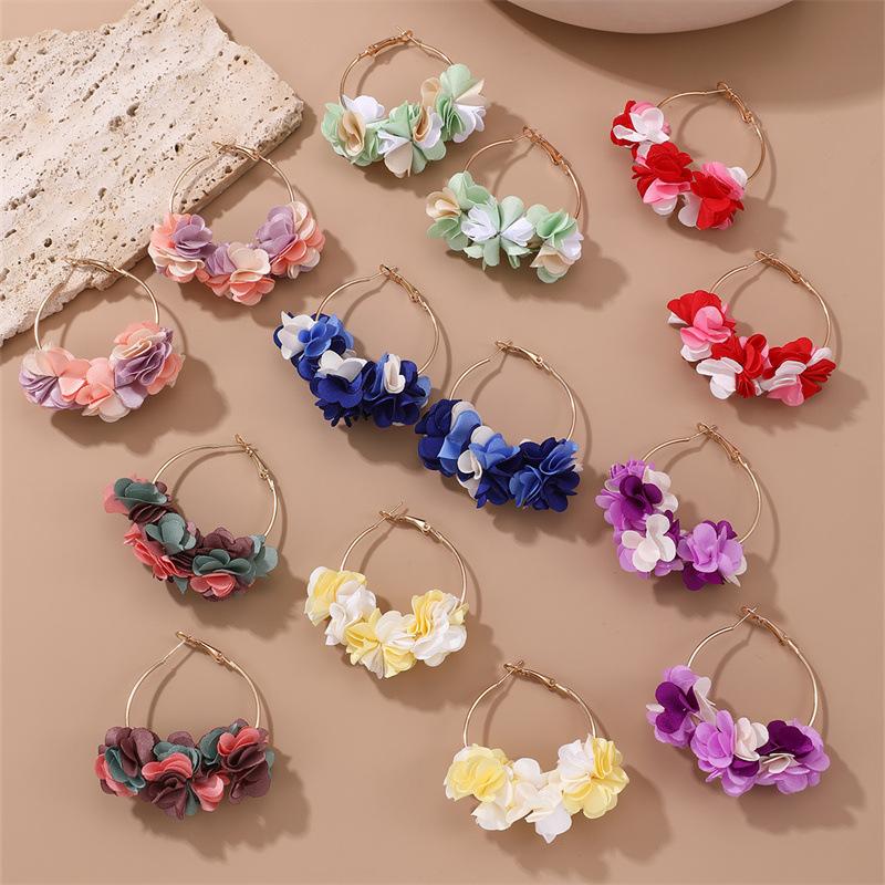 Korean Petal Pendant Earrings for Women Vintage Petal Personality Earrings Daily Wear Jewelry