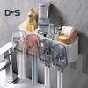 Toothbrush Holder Toothpaste Squeezer Set Simple Installation Wall Mounted Bathroom Toothbrush Holder with Storage Compartments