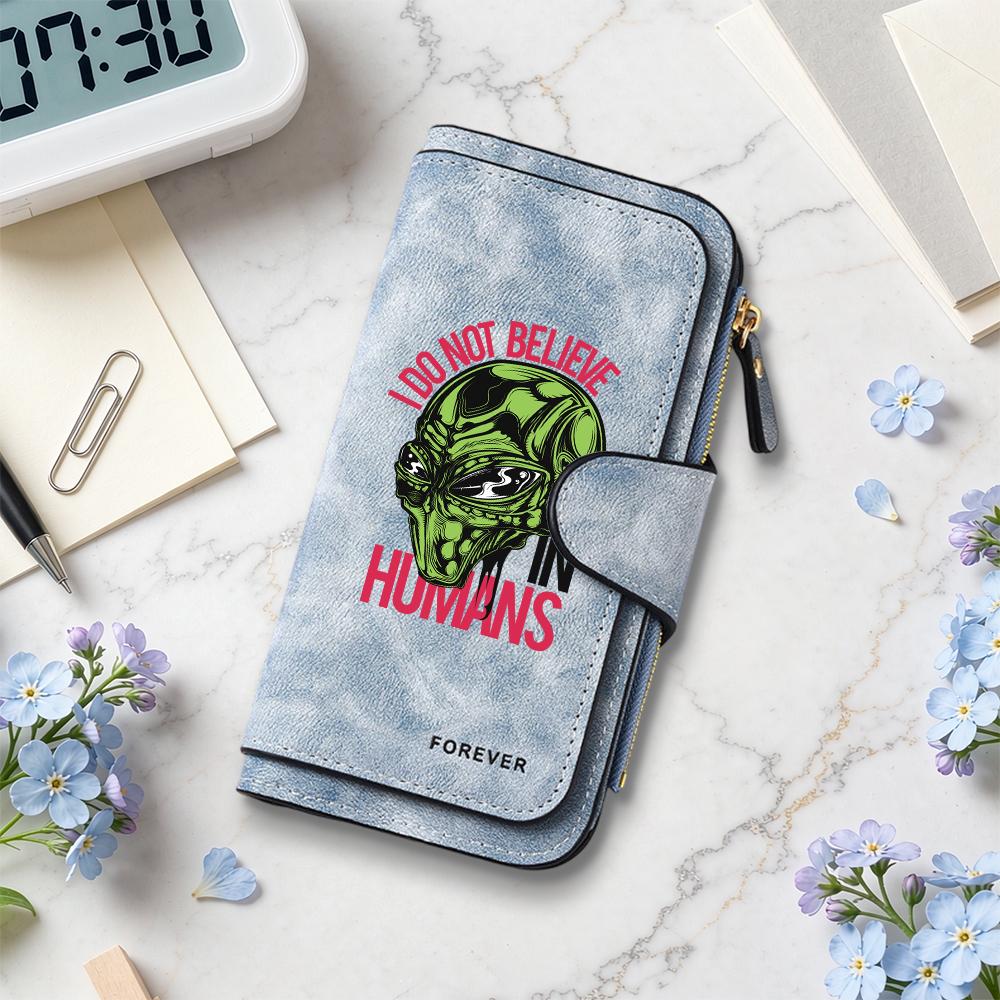 Alien Pattern Long Wallet Fashion Multi Card Holder Casual Purse