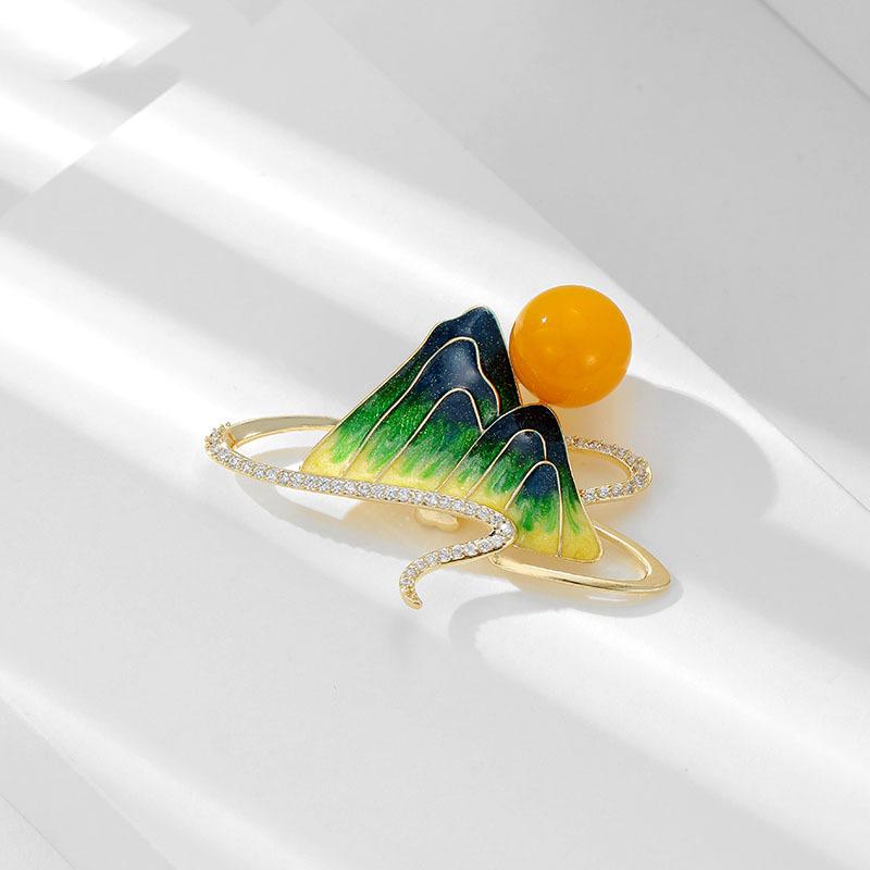 

Высококачественная эмалевая брошь Wanli Jiangshan для женщин, индивидуальный темперамент, изысканный кардиган, корсаж, булавка