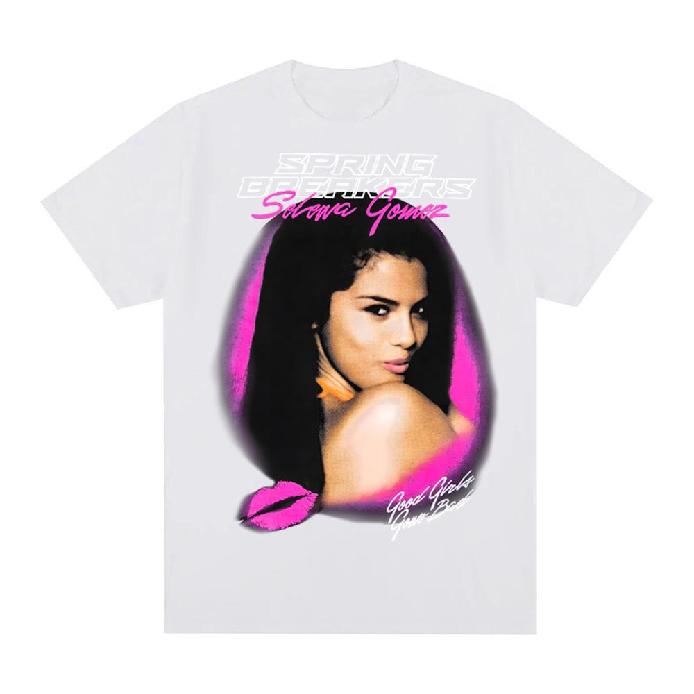 

СЕЛЕНА ГОМЕЗ Spring Breakers Футболка Мода Літо Повсякденна Футболка з круглим вирізом Висока Якість 100% Бавовна Зручні Топи M білий