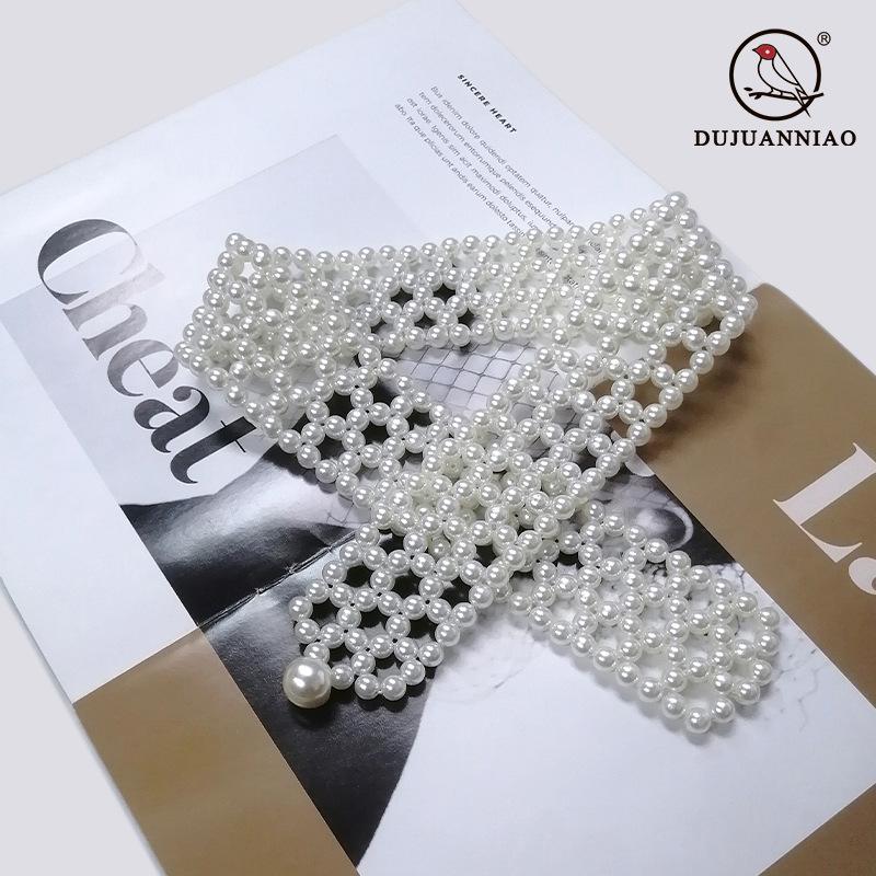 Wide Version Of Pearl Women'S Belt Simple And Elegant With Skirt Dress Elastic Elastic Chain Women