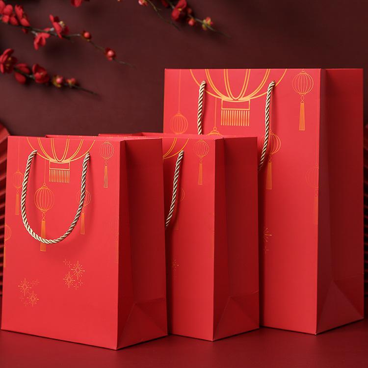 Retro Chinese Red New Year Valentine Gift Bag - Candy Box Paper Handbag Souvenir