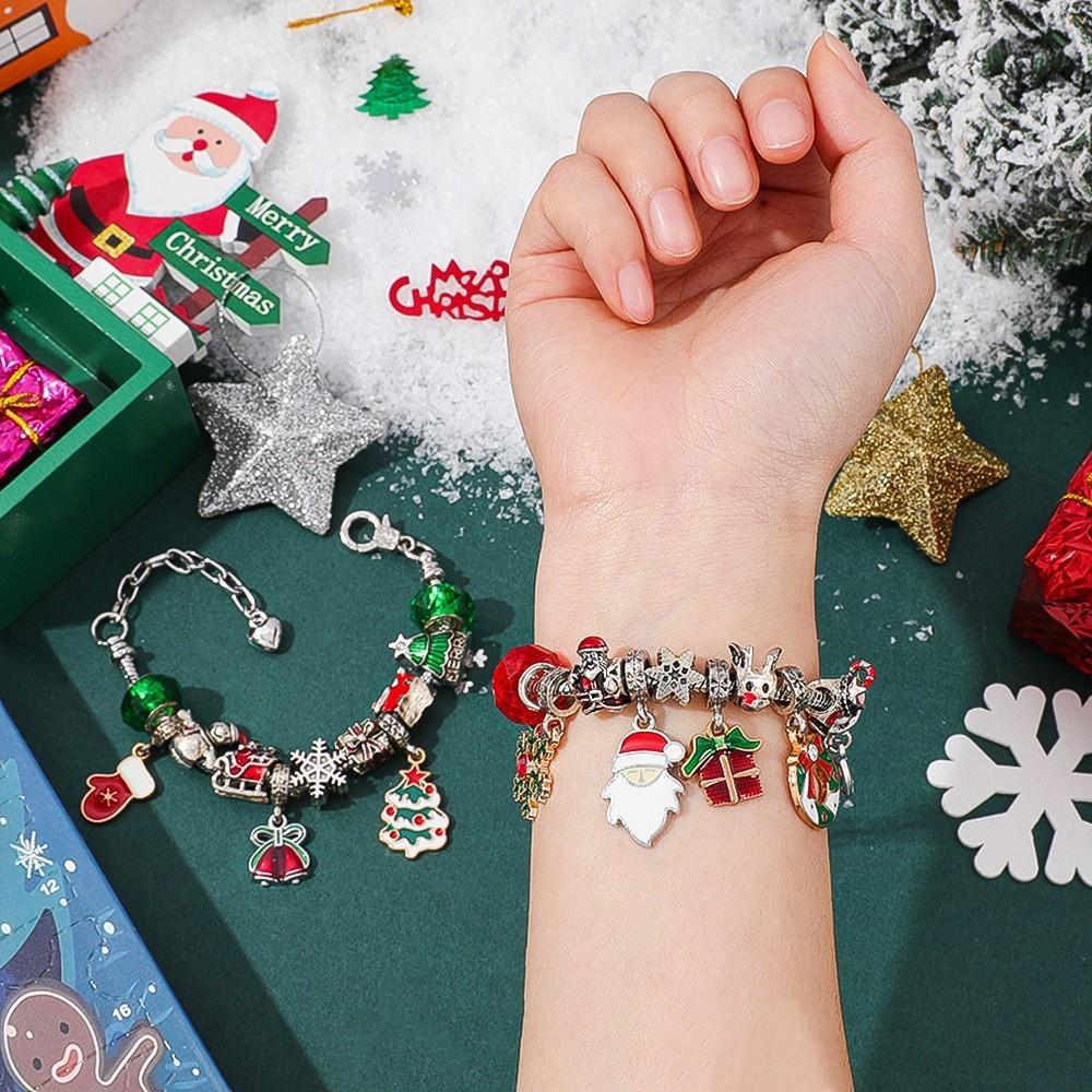 Christmas Countdown Calendar Jewelry Box With Cartoon Charm For Women