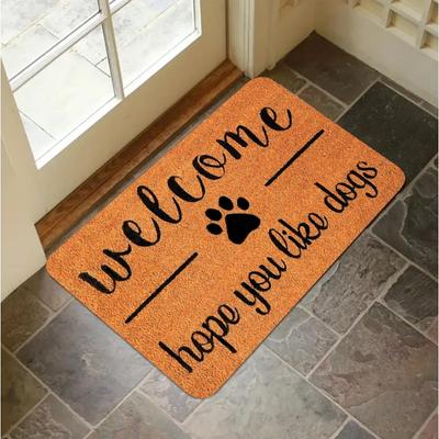 Cute Cat Print Rug Cat Paw Letter Welcome Doormat Non-Slip Indoor Outdoor Universal Carpet for Living Room Bedroom Hallway