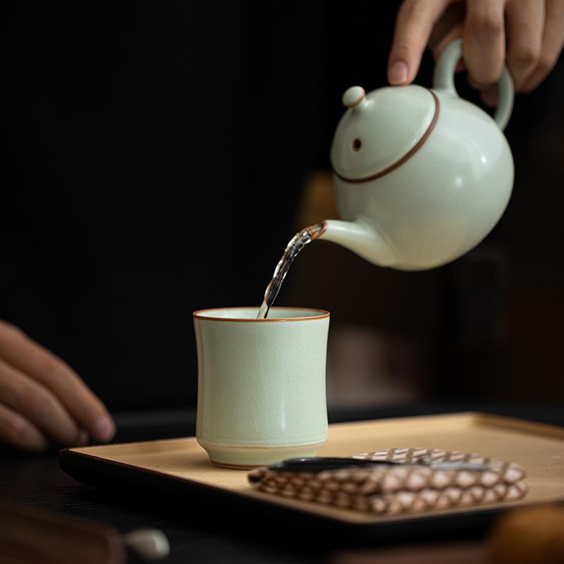 Japanese Ru Kiln Ceramic Tea Cup Creative Chinese Small Personal Cup Tasting Puer Tea Bowl Household Kung Fu Tea Set Accessories