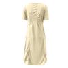 Women Casual Round Neck Short Sleeve Solid Color Midi Dress Loose Fit Flared Hem Comfortable Everyday Wear Simple Design