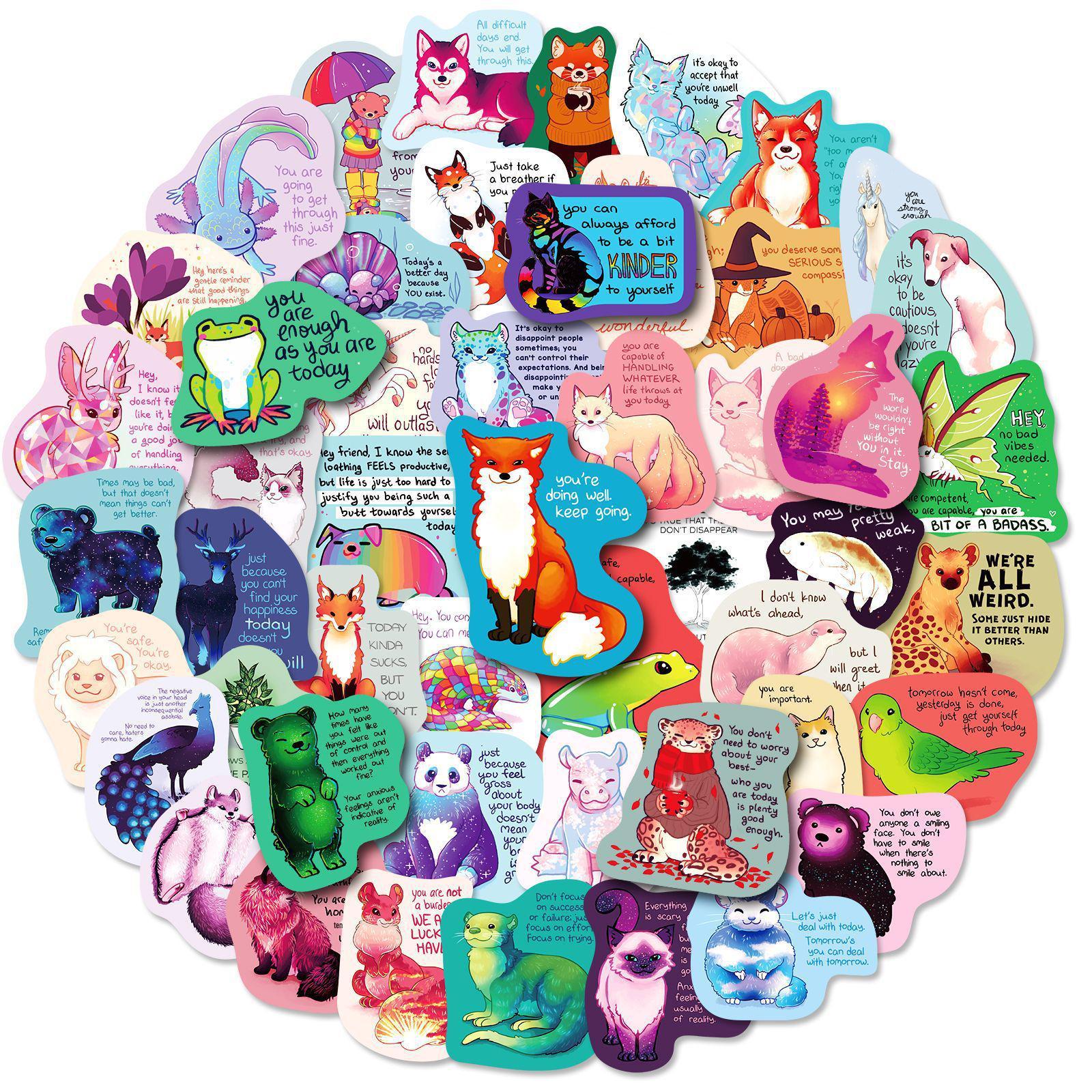 50 Text Sticker Sheets for Student Notebooks, Phones, Diaries, and Stationery
