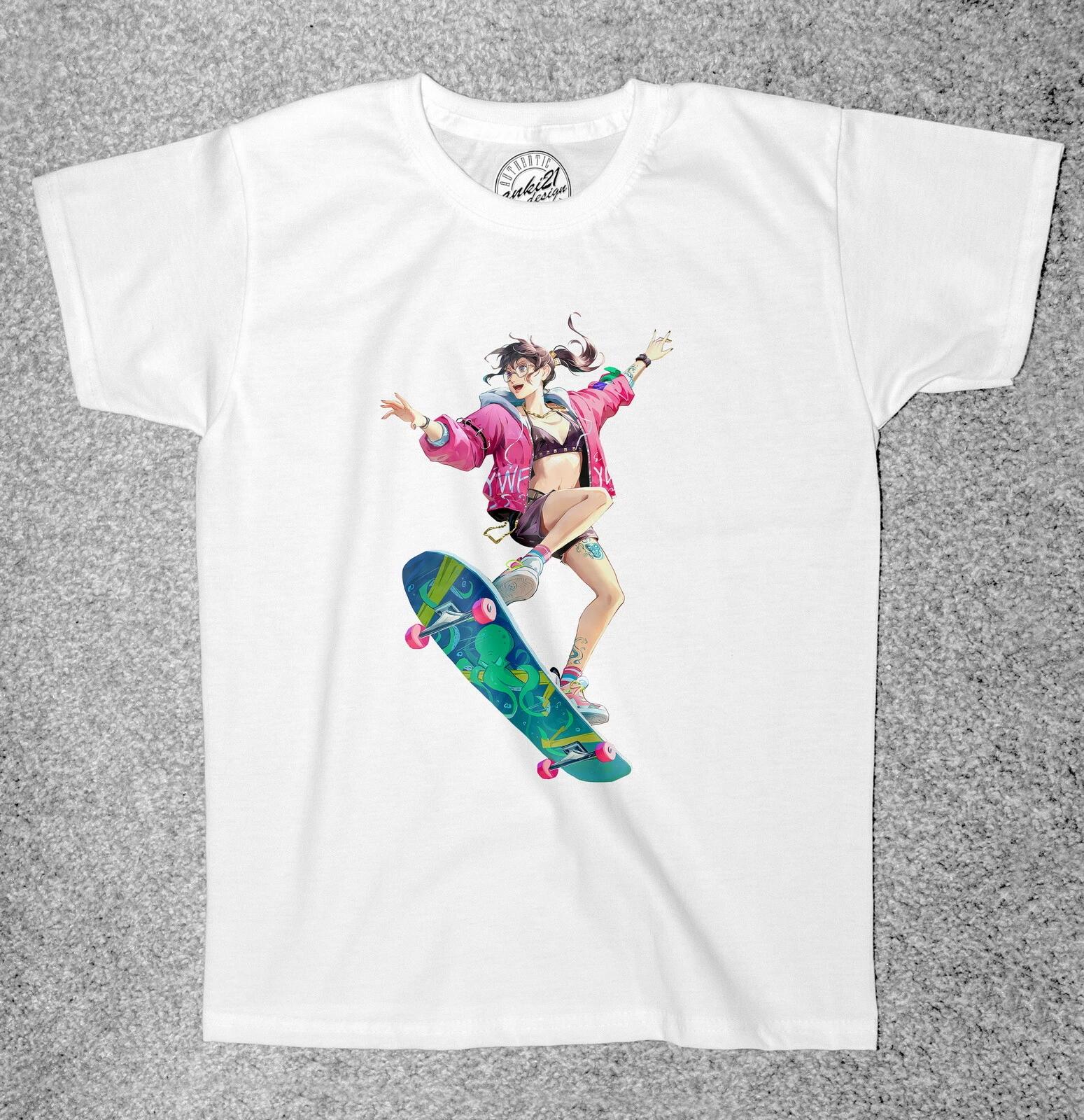 

Skate Skatebording Girl 001 SK8 Childrens/Kids t-shirts 130